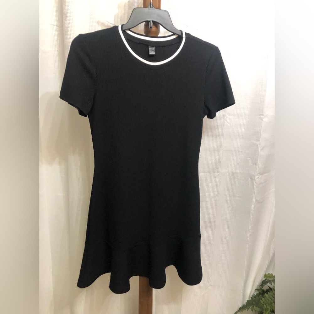 Black Mini Dress with White Accents